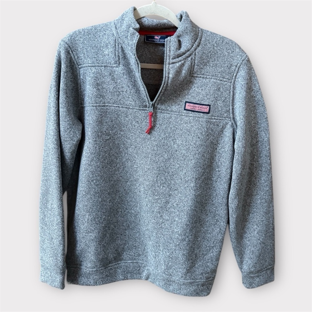 Vineyard Vines Heather gray Quarter-Zip long sleeve pullover shep shirt EUC
